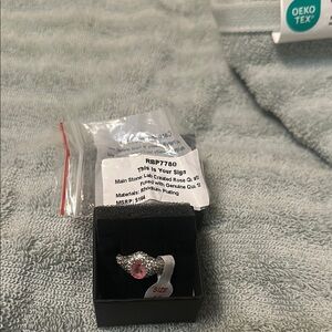 Lab-Created Rose Quartz Ring with Cubic Zirconia Accents